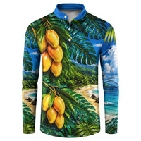 Hawaiian Mango Tropical Beach Button Sweatshirt Scenic Island Nature Exotic Fruit Graphic