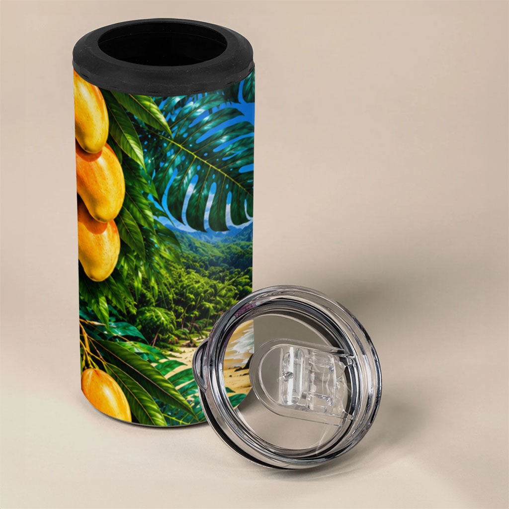 Hawaiian Mango Tropical Beach 4 in 1 Can Cooler Tumbler Scenic Island Nature Exotic Fruit Graphic