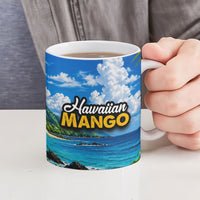 Hawaiian Mango Tropical Beach Ceramic Mug Scenic Island Nature Exotic Fruit Graphic