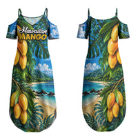 Hawaiian Mango Tropical Beach Couples Matching Summer Maxi Dress and Hawaiian Shirt Scenic Island Nature Exotic Fruit Graphic