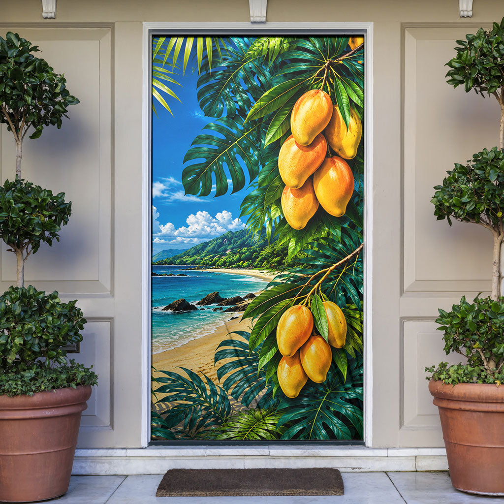 Hawaiian Mango Tropical Beach Door Cover Scenic Island Nature Exotic Fruit Graphic