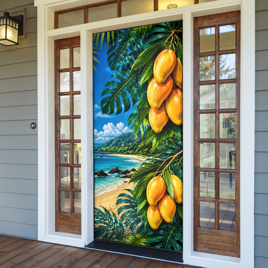 Hawaiian Mango Tropical Beach Door Cover Scenic Island Nature Exotic Fruit Graphic