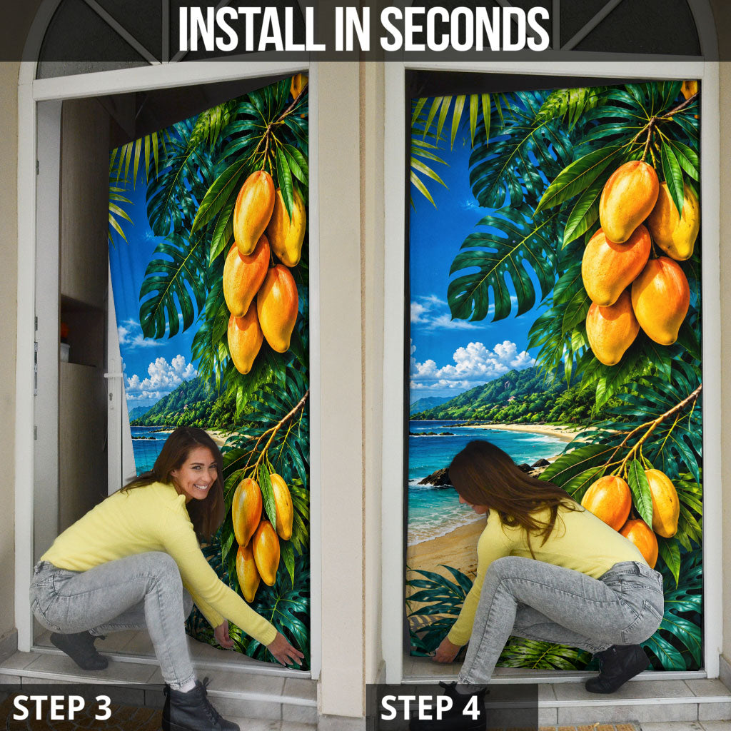 Hawaiian Mango Tropical Beach Door Cover Scenic Island Nature Exotic Fruit Graphic