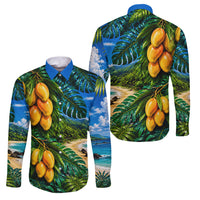 Hawaiian Mango Tropical Beach Family Matching Mermaid Dress and Hawaiian Shirt Scenic Island Nature Exotic Fruit Graphic