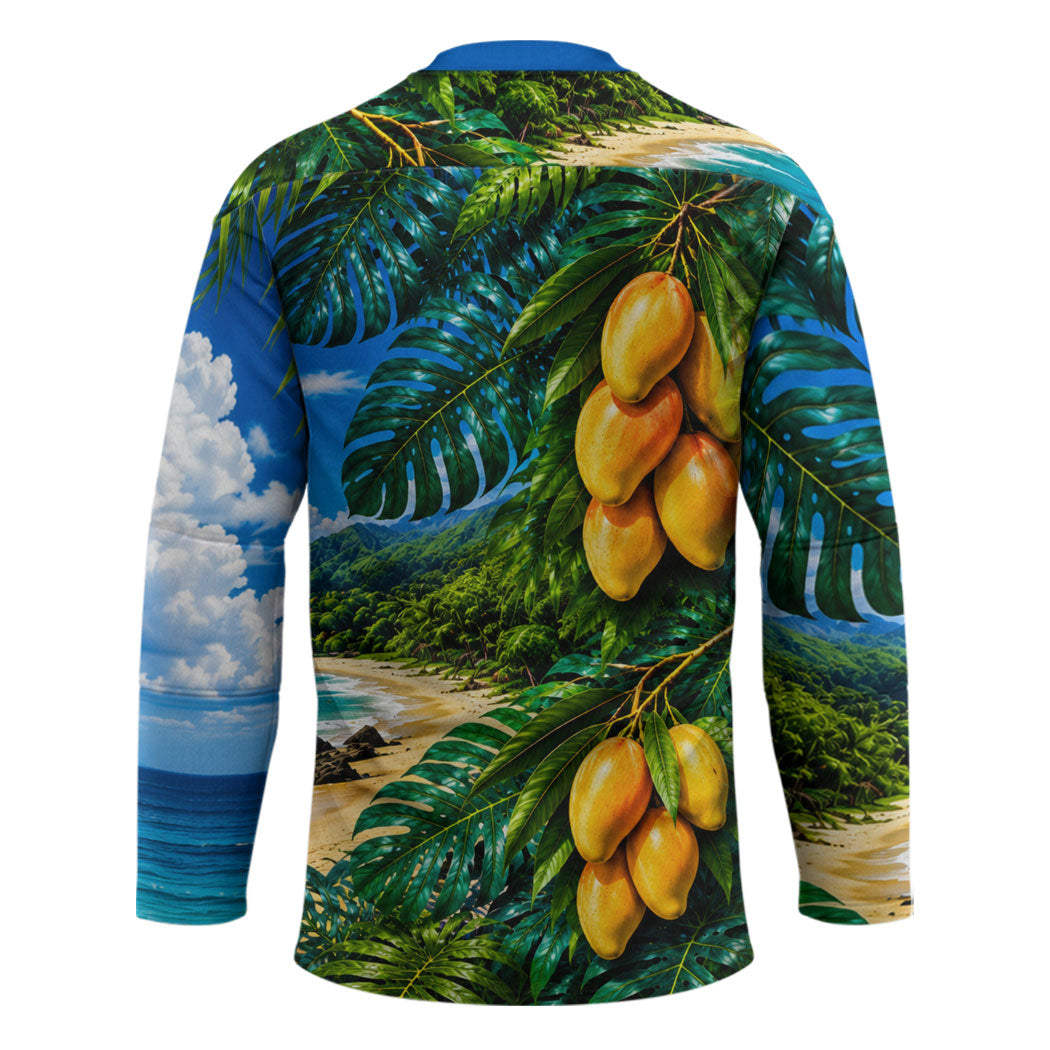 Hawaiian Mango Tropical Beach Hockey Jersey Scenic Island Nature Exotic Fruit Graphic