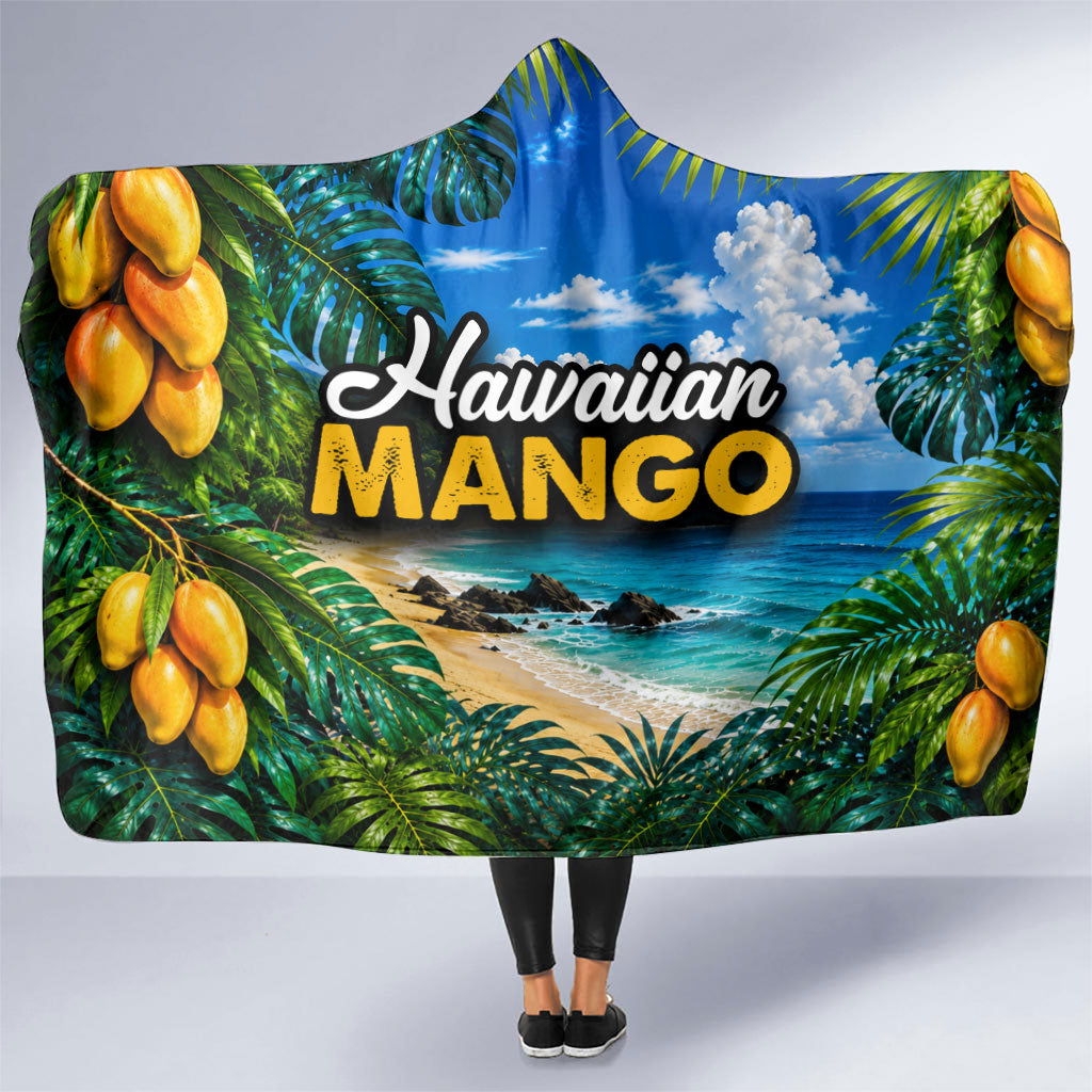 Hawaiian Mango Tropical Beach Hooded Blanket Scenic Island Nature Exotic Fruit Graphic