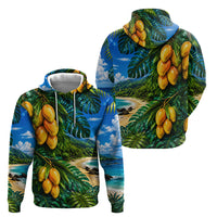 Hawaiian Mango Tropical Beach Hoodie Scenic Island Nature Exotic Fruit Graphic