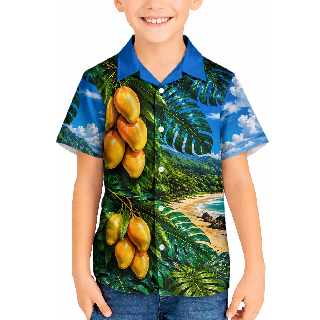 Hawaiian Mango Tropical Beach Kid Hawaiian Shirt Scenic Island Nature Exotic Fruit Graphic