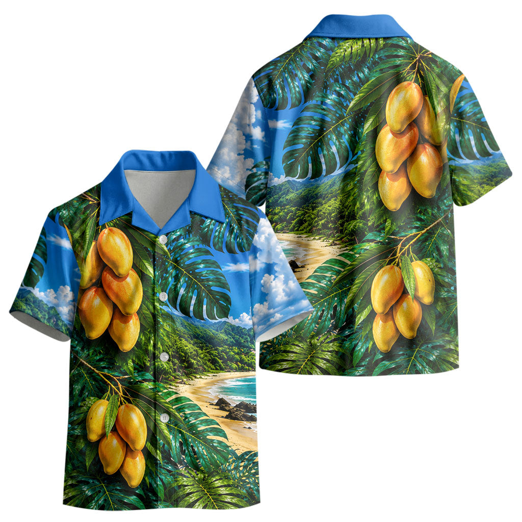 Hawaiian Mango Tropical Beach Kid Hawaiian Shirt Scenic Island Nature Exotic Fruit Graphic