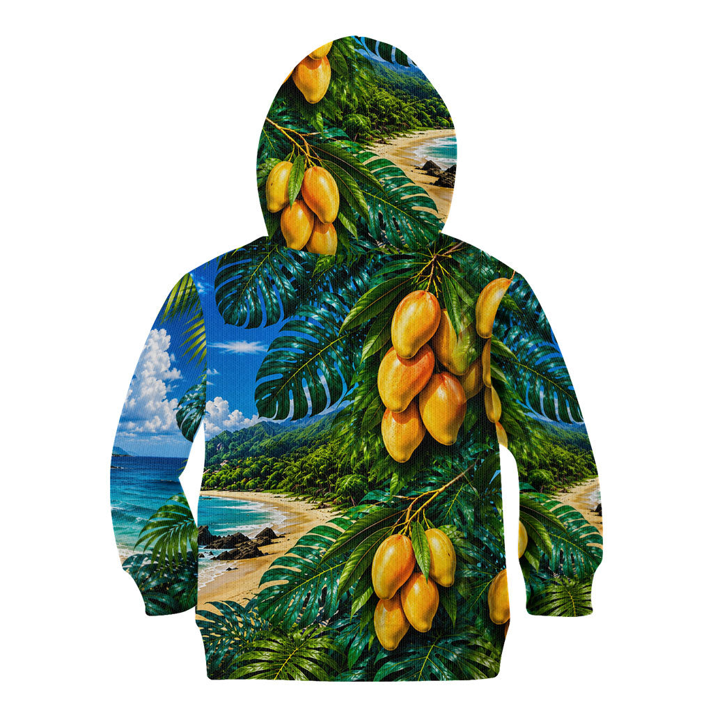 Hawaiian Mango Tropical Beach Kid Hoodie Scenic Island Nature Exotic Fruit Graphic