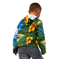 Hawaiian Mango Tropical Beach Kid Hoodie Scenic Island Nature Exotic Fruit Graphic