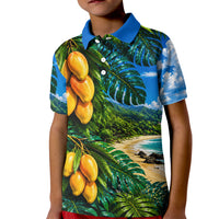Hawaiian Mango Tropical Beach Kid Polo Shirt Scenic Island Nature Exotic Fruit Graphic