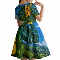 Hawaiian Mango Tropical Beach Kid Short Sleeve Dress Scenic Island Nature Exotic Fruit Graphic