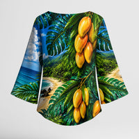 Hawaiian Mango Tropical Beach Kimono Sleeve Blouse Scenic Island Nature Exotic Fruit Graphic