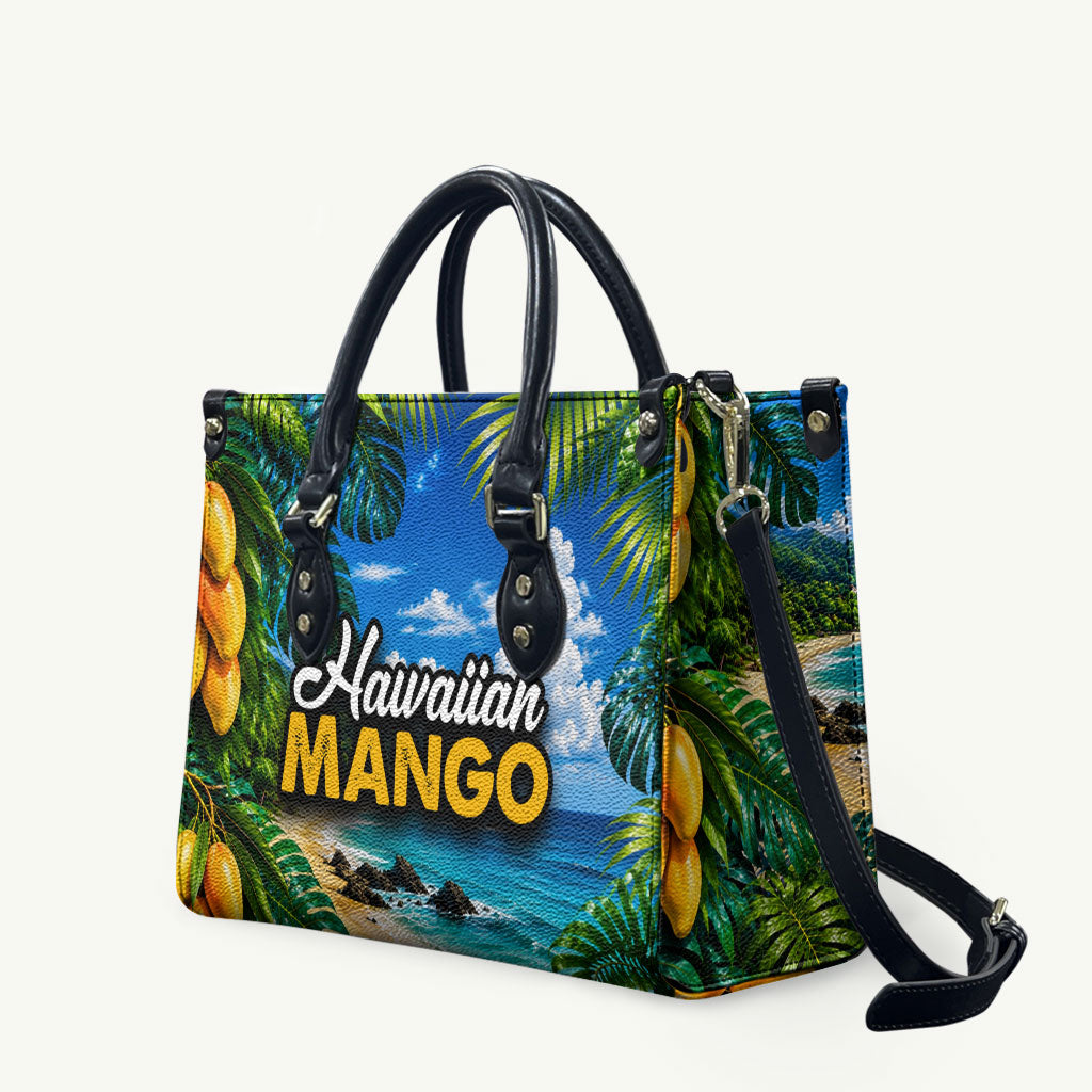 Hawaiian Mango Tropical Beach Leather Bag Scenic Island Nature Exotic Fruit Graphic