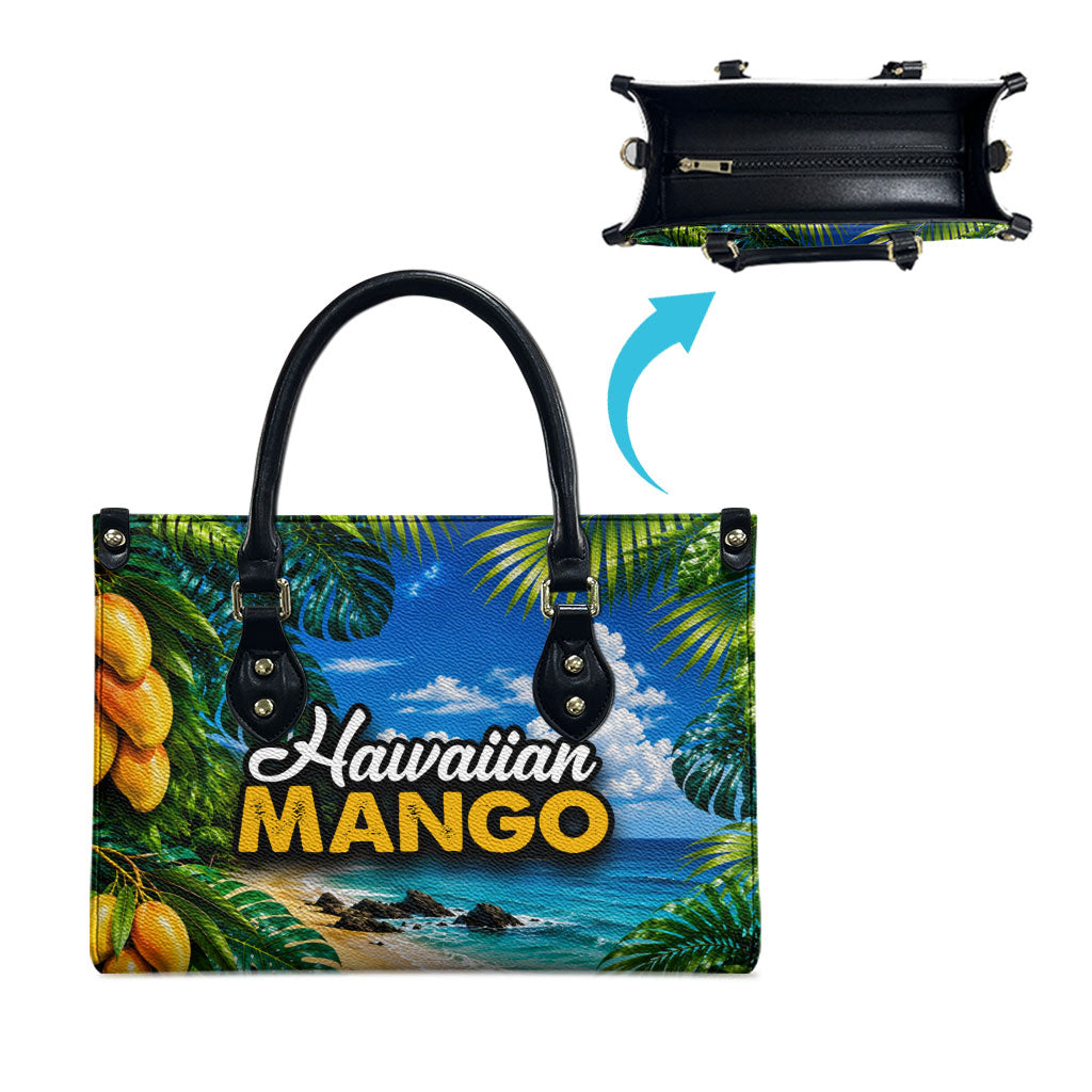 Hawaiian Mango Tropical Beach Leather Bag Scenic Island Nature Exotic Fruit Graphic