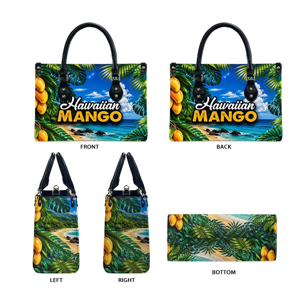 Hawaiian Mango Tropical Beach Leather Bag Scenic Island Nature Exotic Fruit Graphic