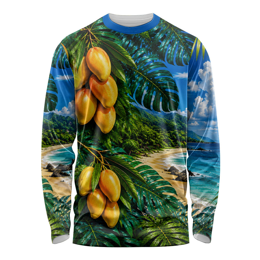 Hawaiian Mango Tropical Beach Long Sleeve Shirt Scenic Island Nature Exotic Fruit Graphic