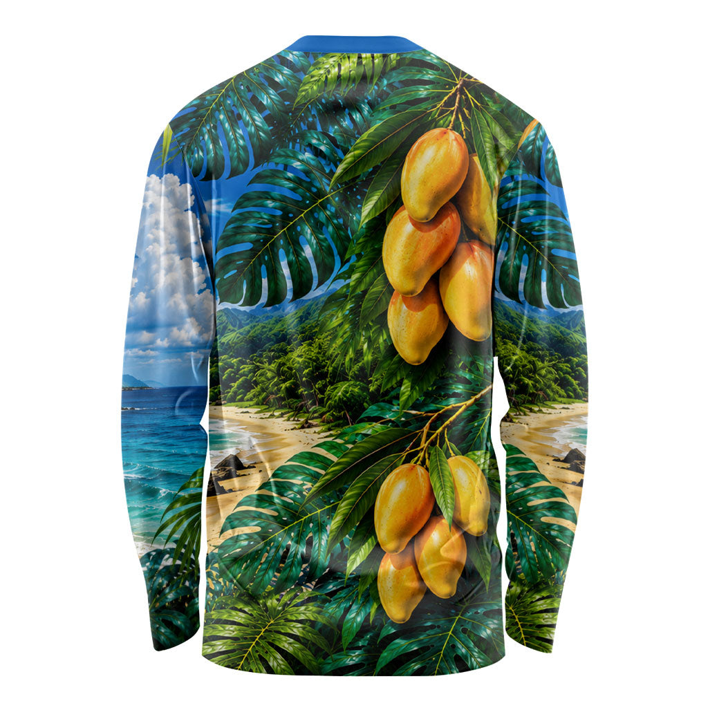 Hawaiian Mango Tropical Beach Long Sleeve Shirt Scenic Island Nature Exotic Fruit Graphic