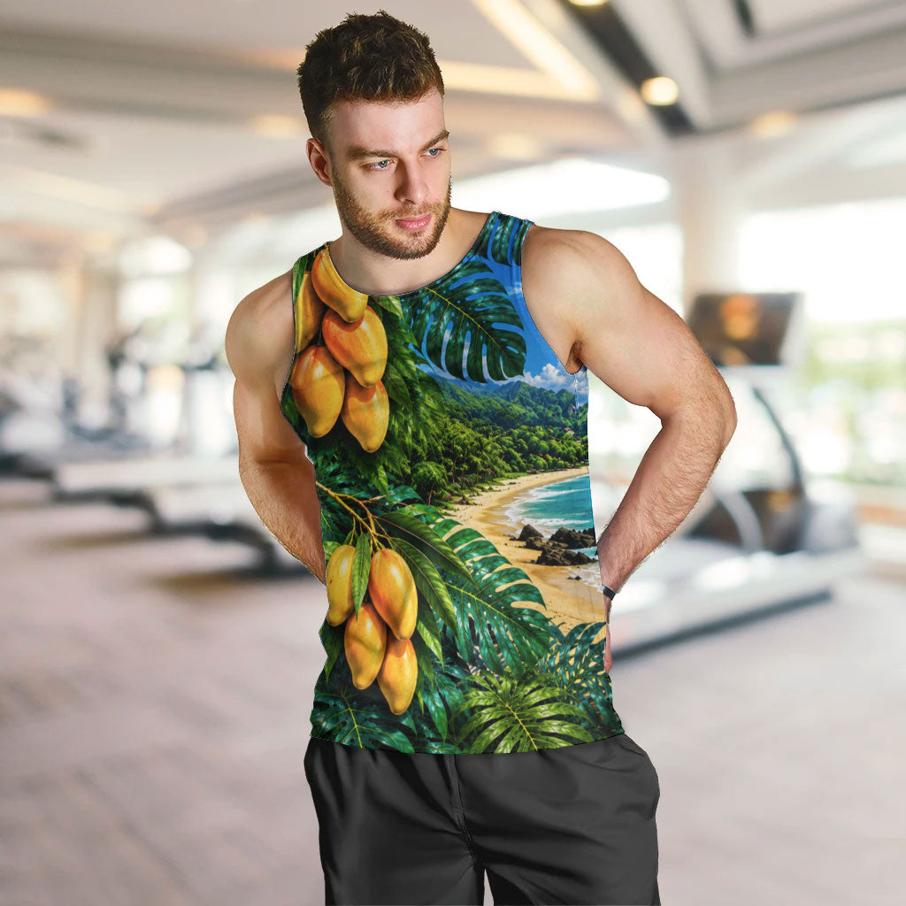 Hawaiian Mango Tropical Beach Men Tank Top Scenic Island Nature Exotic Fruit Graphic
