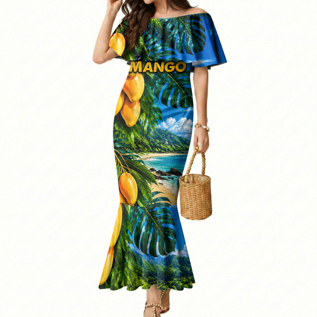 Hawaiian Mango Tropical Beach Mermaid Dress Scenic Island Nature Exotic Fruit Graphic