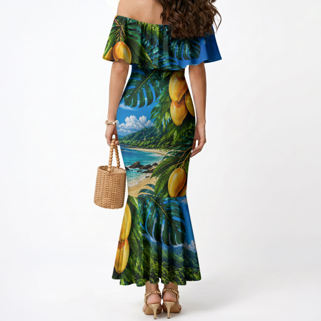 Hawaiian Mango Tropical Beach Mermaid Dress Scenic Island Nature Exotic Fruit Graphic