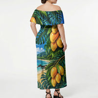 Hawaiian Mango Tropical Beach Off Shoulder Maxi Dress Scenic Island Nature Exotic Fruit Graphic