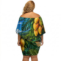 Hawaiian Mango Tropical Beach Off Shoulder Short Dress Scenic Island Nature Exotic Fruit Graphic