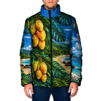 Hawaiian Mango Tropical Beach Padded Jacket Scenic Island Nature Exotic Fruit Graphic