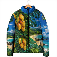 Hawaiian Mango Tropical Beach Padded Jacket Scenic Island Nature Exotic Fruit Graphic