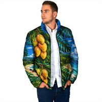 Hawaiian Mango Tropical Beach Padded Jacket Scenic Island Nature Exotic Fruit Graphic