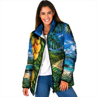 Hawaiian Mango Tropical Beach Padded Jacket Scenic Island Nature Exotic Fruit Graphic