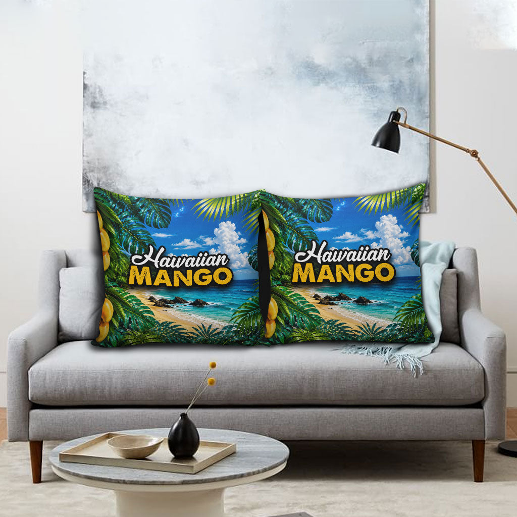 Hawaiian Mango Tropical Beach Pillow Cover Scenic Island Nature Exotic Fruit Graphic