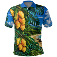 Hawaiian Mango Tropical Beach Polo Shirt Scenic Island Nature Exotic Fruit Graphic