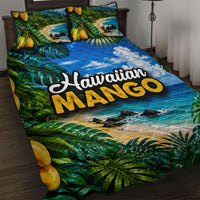 Hawaiian Mango Tropical Beach Quilt Bed Set Scenic Island Nature Exotic Fruit Graphic