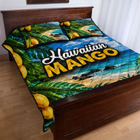 Hawaiian Mango Tropical Beach Quilt Bed Set Scenic Island Nature Exotic Fruit Graphic