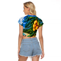 Hawaiian Mango Tropical Beach Raglan Cropped T Shirt Scenic Island Nature Exotic Fruit Graphic