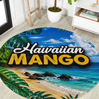 Hawaiian Mango Tropical Beach Round Carpet Scenic Island Nature Exotic Fruit Graphic