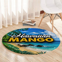 Hawaiian Mango Tropical Beach Round Carpet Scenic Island Nature Exotic Fruit Graphic