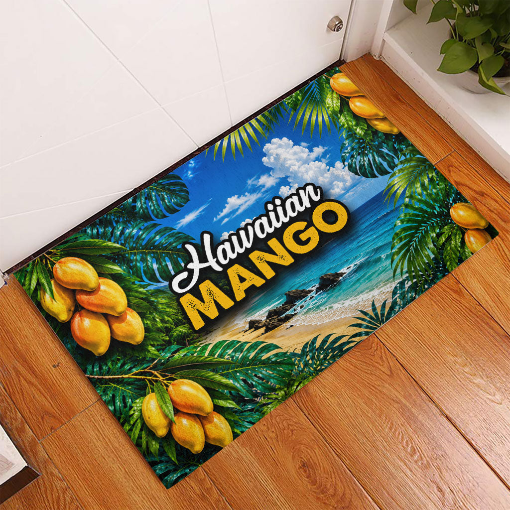Hawaiian Mango Tropical Beach Rubber Doormat Scenic Island Nature Exotic Fruit Graphic