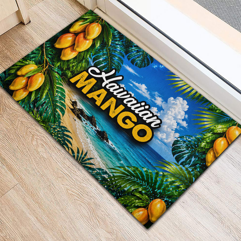 Hawaiian Mango Tropical Beach Rubber Doormat Scenic Island Nature Exotic Fruit Graphic