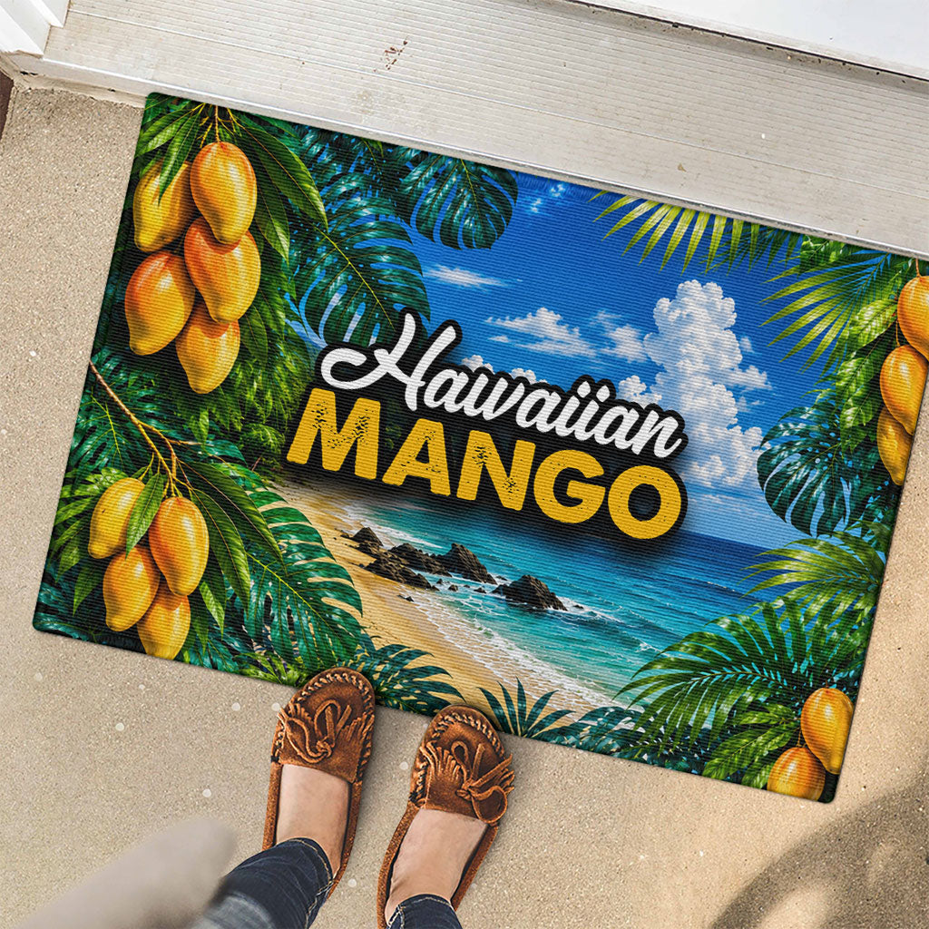 Hawaiian Mango Tropical Beach Rubber Doormat Scenic Island Nature Exotic Fruit Graphic
