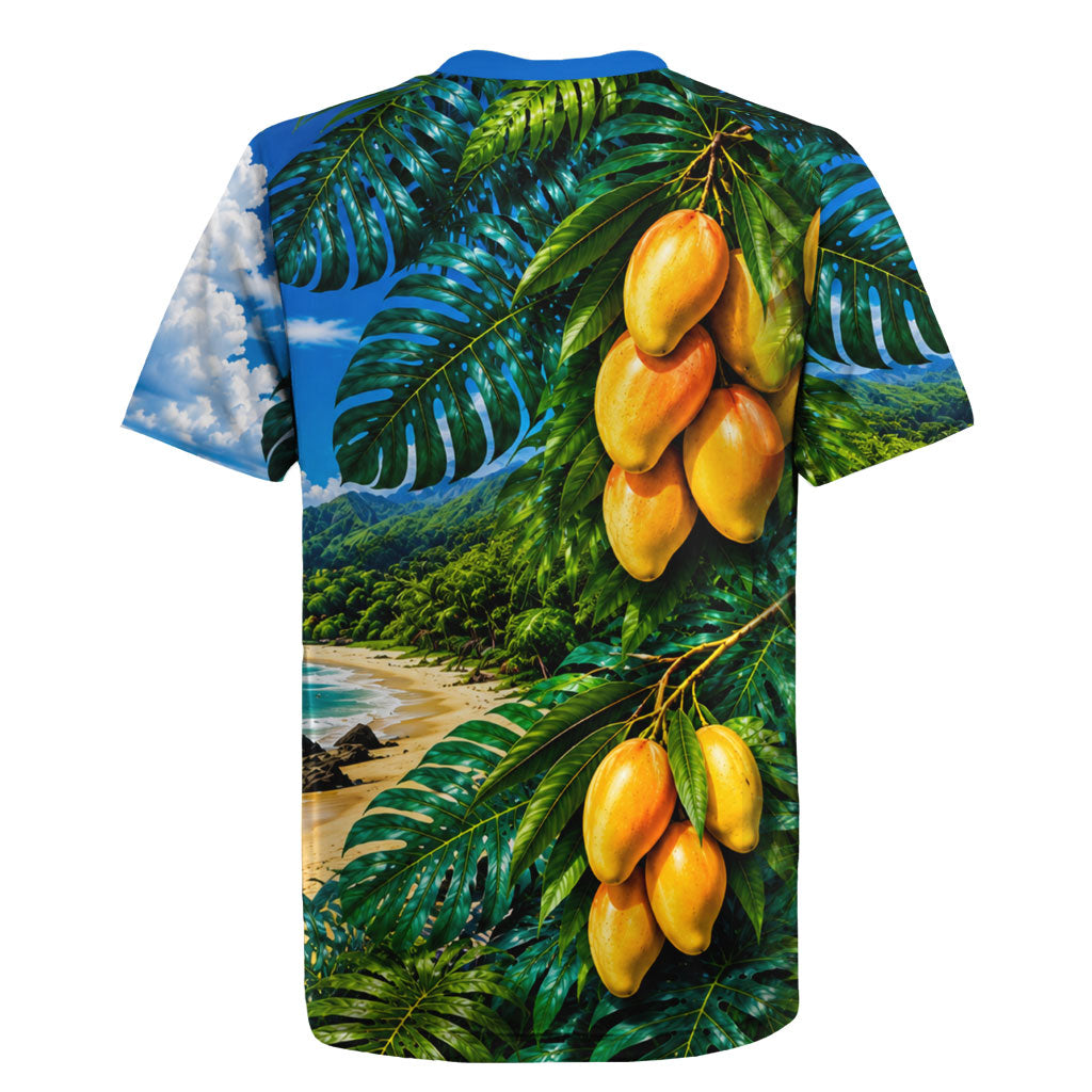 Hawaiian Mango Tropical Beach Rugby Jersey Scenic Island Nature Exotic Fruit Graphic