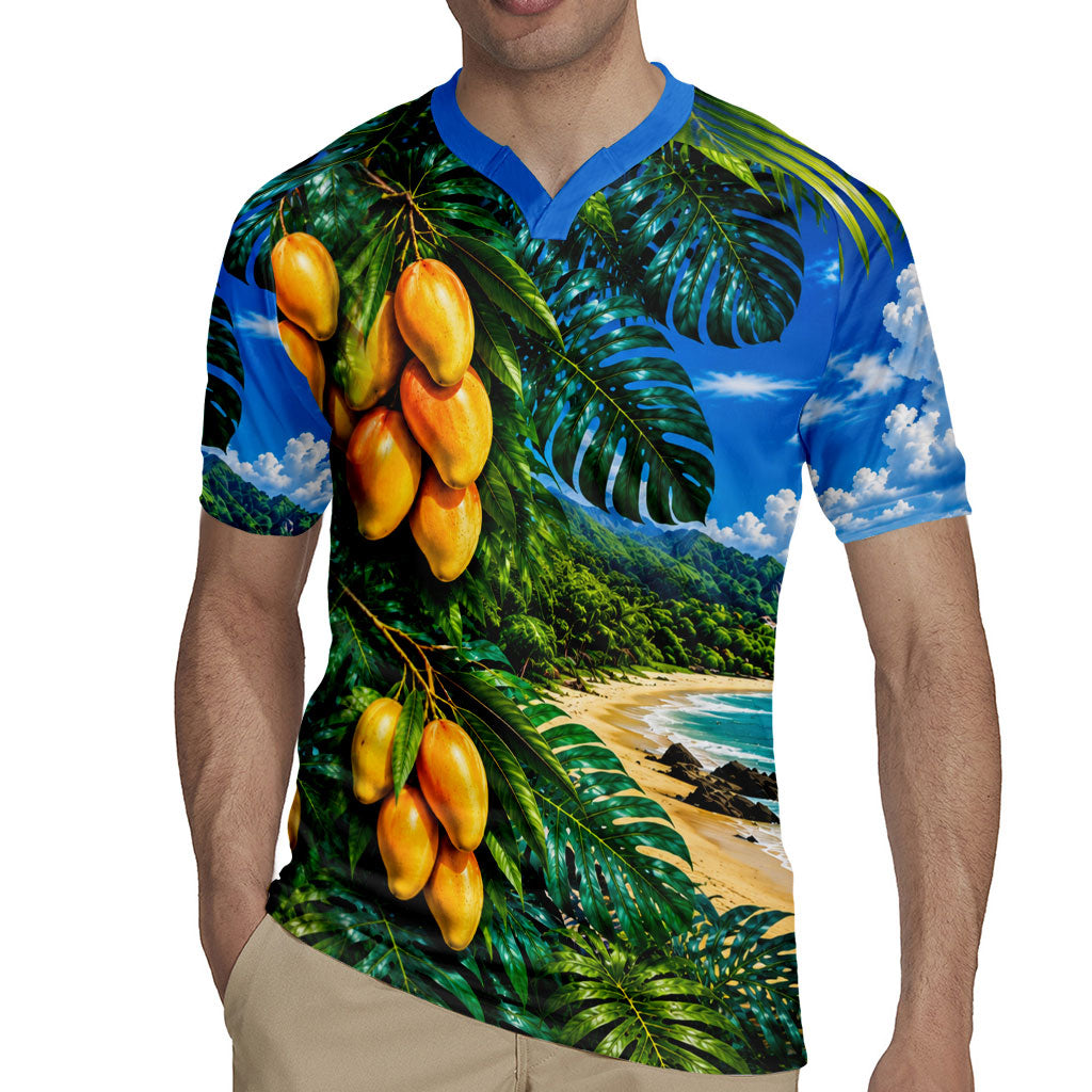 Hawaiian Mango Tropical Beach Rugby Jersey Scenic Island Nature Exotic Fruit Graphic