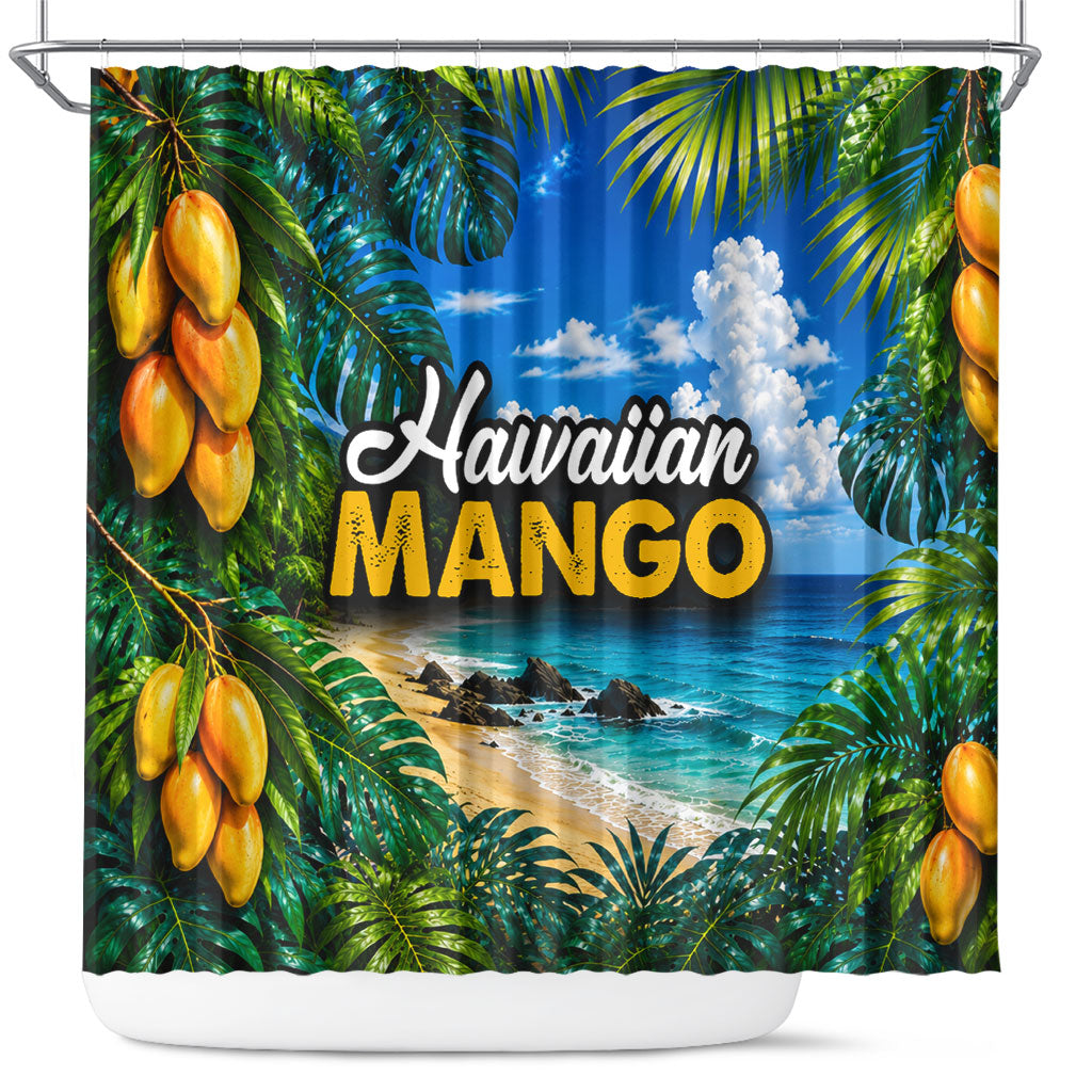 Hawaiian Mango Tropical Beach Shower Curtain Scenic Island Nature Exotic Fruit Graphic