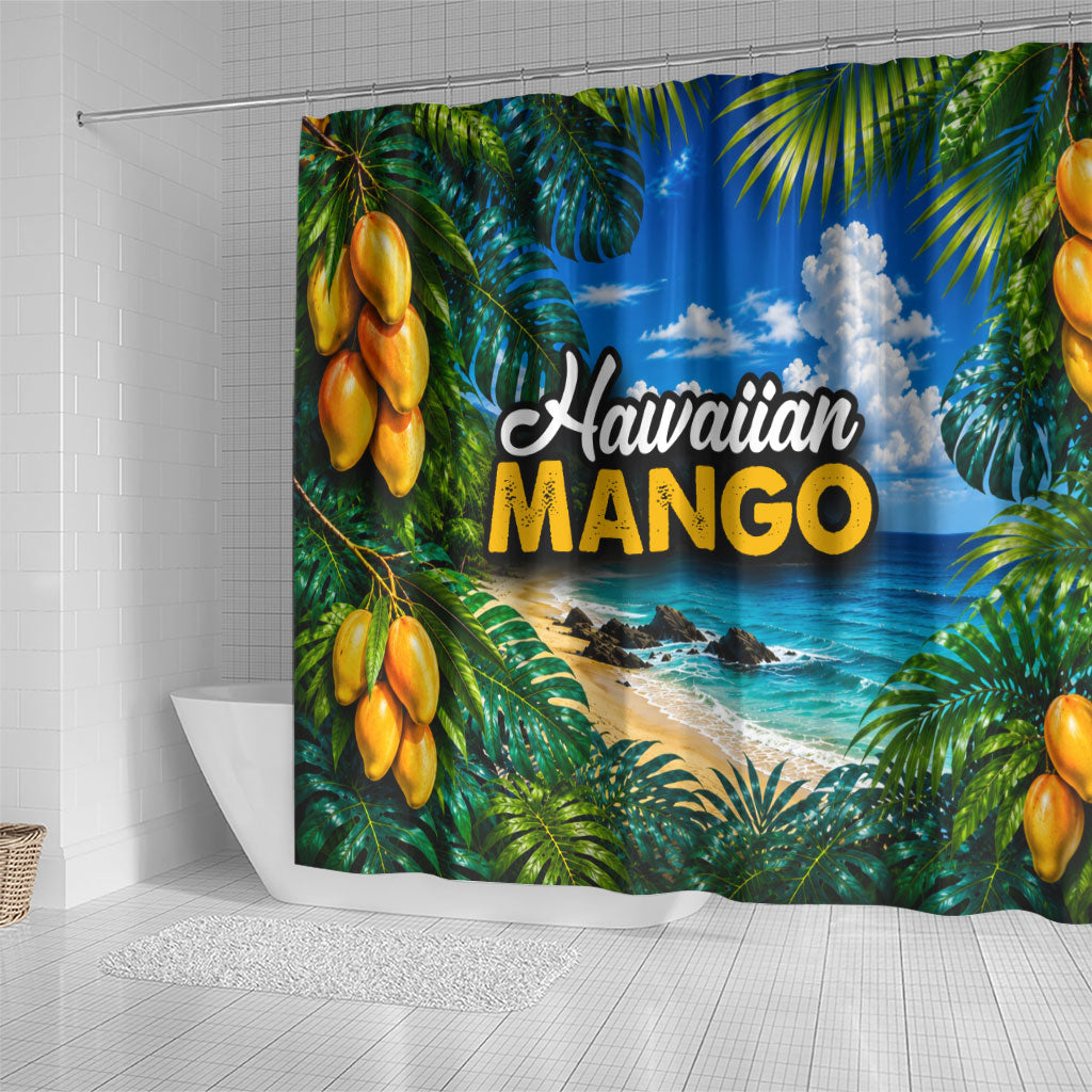 Hawaiian Mango Tropical Beach Shower Curtain Scenic Island Nature Exotic Fruit Graphic