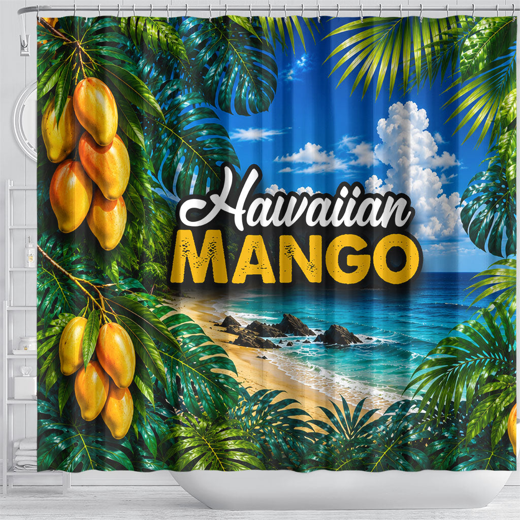 Hawaiian Mango Tropical Beach Shower Curtain Scenic Island Nature Exotic Fruit Graphic
