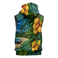Hawaiian Mango Tropical Beach Sleeveless Hoodie Scenic Island Nature Exotic Fruit Graphic