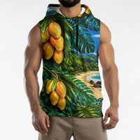 Hawaiian Mango Tropical Beach Sleeveless Hoodie Scenic Island Nature Exotic Fruit Graphic