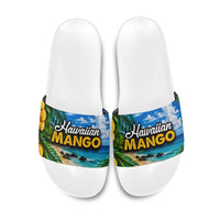 Hawaiian Mango Tropical Beach Slide Sandals Scenic Island Nature Exotic Fruit Graphic